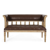 Wooden Flared Arm Loveseat Bench for Living Room Comfort for Backrest (2 Seater, Dark Brown) - WoodenTwist